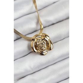 Clariss 316L Çelik Gül Figürlü İtalyan Zincir Model Gold Renk Kadın Kolye