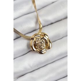 Clariss 316L Çelik Gül Figürlü İtalyan Zincir Model Gold Renk Kadın Kolye