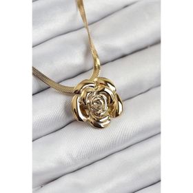 Clariss 316L Çelik Gül Figürlü İtalyan Zincir Model Gold Renk Kadın Kolye