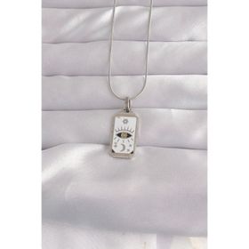 Clariss 316L Çelik Gümüş Renk Beyaz Mineli Göz Figür Tarot Kolye