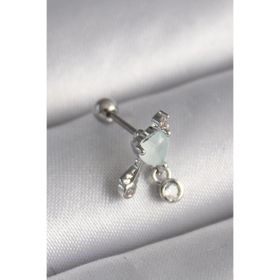 Clariss 316L Çelik Gümüş Renk Beyaz Minelik Kalp Sallantı Zirkon Taş Detay Tragus Piercing