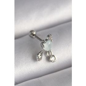 Clariss 316L Çelik Gümüş Renk Beyaz Minelik Kalp Sallantı Zirkon Taş Detay Tragus Piercing