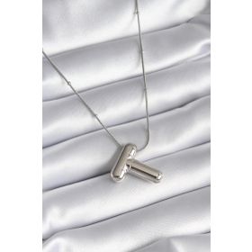 Clariss 316L Çelik Gümüş Renk Bubble T Harf Model Kadın Kolye
