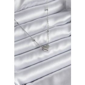 Clariss 316L Çelik Gümüş Renk İncili Kalp Model Minimal Top Detay Kadın Kolye