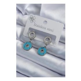 Clariss 316L Çelik Gümüş Renk Mavi Kristal Taşlı Kalp Model Zirkon Taşlı Kadın Küpe