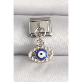 Clariss 316L Çelik Gümüş Renk Nazar Boncuk Detaylı Göz Model Nomination Charm