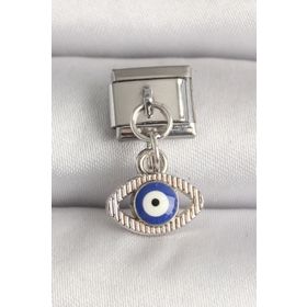 Clariss 316L Çelik Gümüş Renk Nazar Boncuk Detaylı Göz Model Nomination Charm