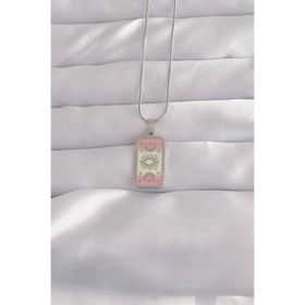 Clariss 316L Çelik Gümüş Renk Pembe Mineli Ay Figür Tarot Kolye