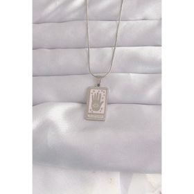 Clariss 316L Çelik Gümüş Renk Pembe Mineli El Figür Tarot Kolye