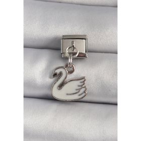 Clariss 316L Çelik Gümüş Renk Sallantı Beyaz Kuğu Model Nomination Charm
