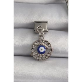 Clariss 316L Çelik Gümüş Renk Sallantı Zirkon Taşlı Göz Model Nomination Charm