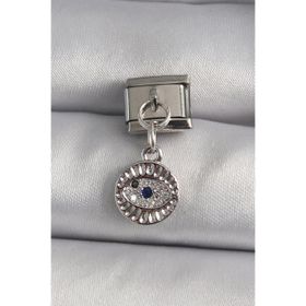 Clariss 316L Çelik Gümüş Renk Sallantı Zirkon Taşlı Göz Model Nomination Charm