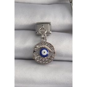 Clariss 316L Çelik Gümüş Renk Sallantı Zirkon Taşlı Göz Model Nomination Charm