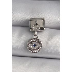 Clariss 316L Çelik Gümüş Renk Sallantı Zirkon Taşlı Göz Model Nomination Charm