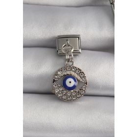 Clariss 316L Çelik Gümüş Renk Sallantı Zirkon Taşlı Göz Model Nomination Charm