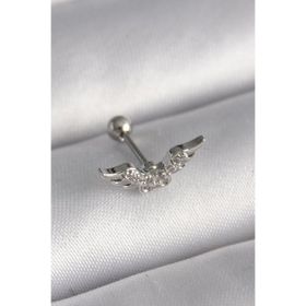 Clariss 316L Çelik Gümüş Renk Zirkon Taş Detay Kanat Model Tragus Piercing