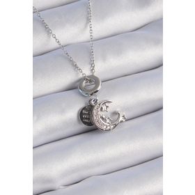 Clariss 316L Çelik Gümüş Renk Zirkon Taşlı Ay Yıldız Figür Charm Model Kadın Kolye