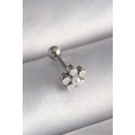 Clariss 316L Çelik Gümüş Renk Zirkon Taşlı Çiçek Model Tragus Piercing