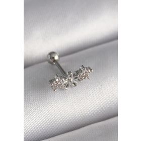 Clariss 316L Çelik Gümüş Renk Zirkon Taşlı Çiçek Tragus Piercing