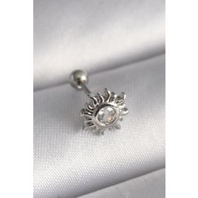 Clariss 316L Çelik Gümüş Renk Zirkon Taşlı Güneş Tragus Piercing