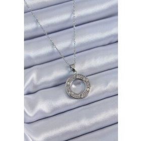 Clariss 316L Çelik Gümüş Renk Zirkon Taşlı İtalyan Zincir Burç İşeleme Madalyon Model Kadın Kolye