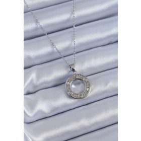 Clariss 316L Çelik Gümüş Renk Zirkon Taşlı İtalyan Zincir Burç İşeleme Madalyon Model Kadın Kolye