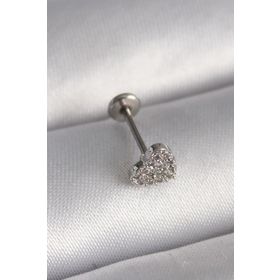 Clariss 316L Çelik Gümüş Renk Zirkon Taşlı Kalp Model Tragus Piercing