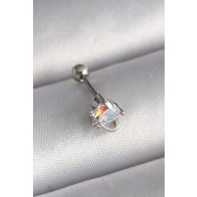 Clariss 316L Çelik Gümüş Renk Zirkon Taşlı Kalp Tragus Piercing