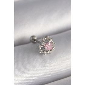 Clariss 316L Çelik Gümüş Renk Zirkon Taşlı Kalp Tragus Piercing
