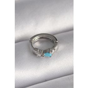 Clariss 316L Çelik Gümüş Renk Zirkon Taşlı Mavi Boncuk Detay Tragus Piercing