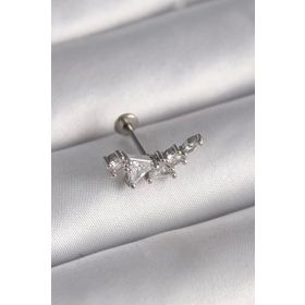 Clariss 316L Çelik Gümüş Renk Zirkon Taşlı Tragus Piercing