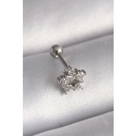 Clariss 316L Çelik Gümüş Renk Zirkon Taşlı Yıldız Model Tragus Piercing