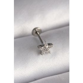 Clariss 316L Çelik Gümüş Renk Zirkon Taşlı Yıldız Model Tragus Piercing