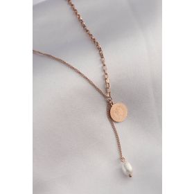 Clariss 316L Çelik Rose Renk İşlemeli Sallantılı Kadın Kolye