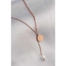 Clariss 316L Çelik Rose Renk İşlemeli Sallantılı Kadın Kolye