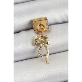 Clariss 316L Çelik Sallantılı Uzun Fiyonk Model Gold Renk Nomination Charm