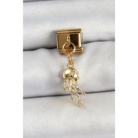 Clariss 316L Çelik Sallantılı Zirkon Taşlı Deniz Anası Model Gold Renk Nomination Charm