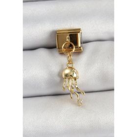 Clariss 316L Çelik Sallantılı Zirkon Taşlı Deniz Anası Model Gold Renk Nomination Charm