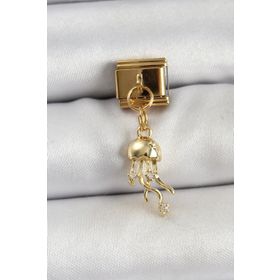 Clariss 316L Çelik Sallantılı Zirkon Taşlı Deniz Anası Model Gold Renk Nomination Charm