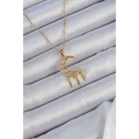 Clariss 316L Çelik Zincir Altın Renk İşlemeli Zirkon Taşlı Ay Kolye