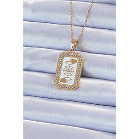 Clariss 316L Çelik Zincir Altın Renk Mineli Zirkon Taşlı Göz Figür Tarot Kolye