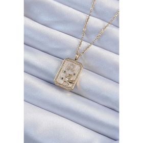 Clariss 316L Çelik Zincir Altın Renk Zirkon Taşlı Aslan Figürlü Tarot Kolye