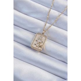 Clariss 316L Çelik Zincir Altın Renk Zirkon Taşlı Aslan Figürlü Tarot Kolye