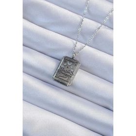 Clariss 316L Çelik Zincir Eskitme Gümüş Renk Ay Figürlü Tarot Kolye