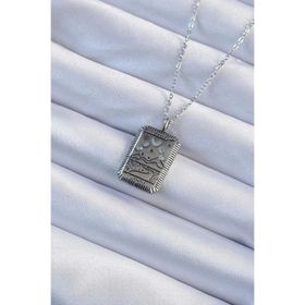 Clariss 316L Çelik Zincir Eskitme Gümüş Renk Ay Figürlü Tarot Kolye