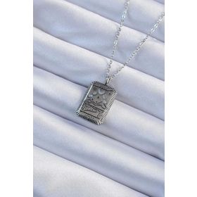 Clariss 316L Çelik Zincir Eskitme Gümüş Renk Ay Figürlü Tarot Kolye