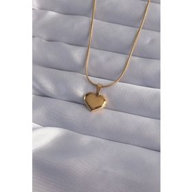Clariss 316L Çelik Zincir Gold Renk Ayna Plaka Kalp Kolye