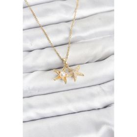 Clariss 316L Çelik Zincir Gold Renk Deniz Yıldızı Model Zirkon Taşlı Kadın Kolye