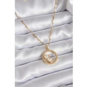 Clariss 316L Çelik Zincir Gold Renk İşleme Detay Halka Kalp Model Kadın Kolye