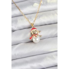 Clariss 316L Çelik Zincir Gold Renk Kardan Adam Model Yılbaşı Temalı Kadın Kolye